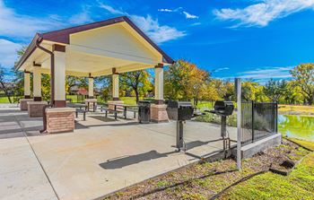 Outdoor picnic pavilion and grilling area